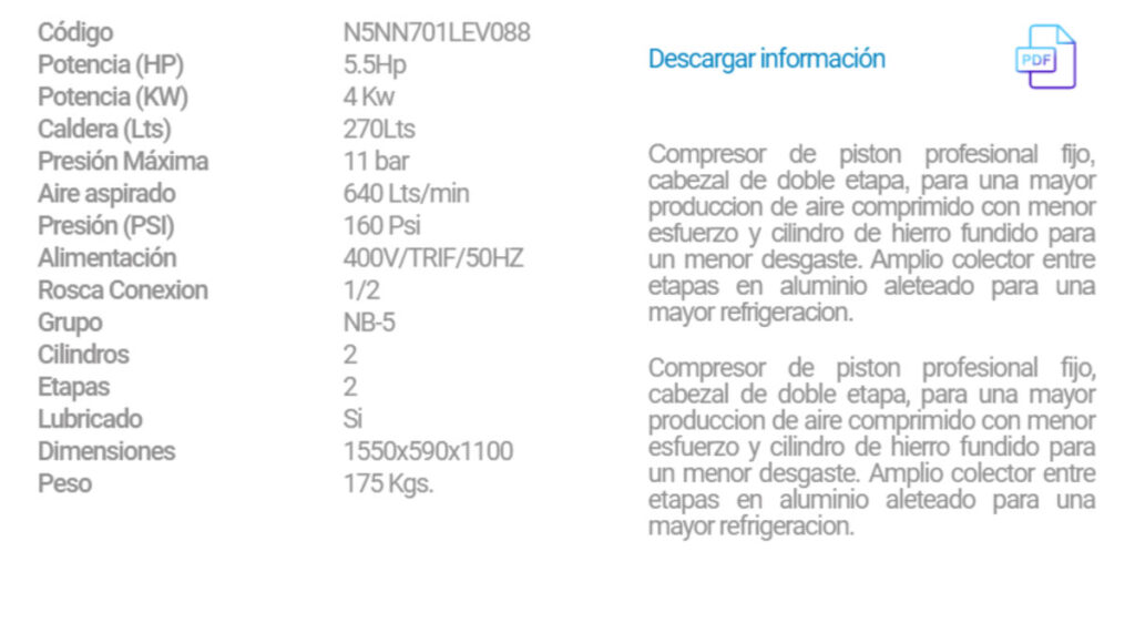 Compresor piston NB5/270 FT5.5 AIRUM